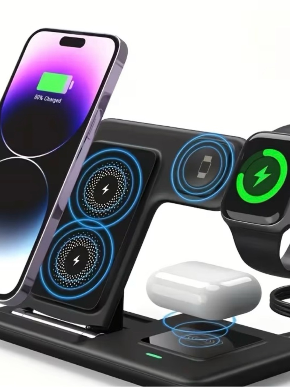 New 3-in-1 Wireless Charging Station 15W Fast Charger Stand with QC3.0 Adapter